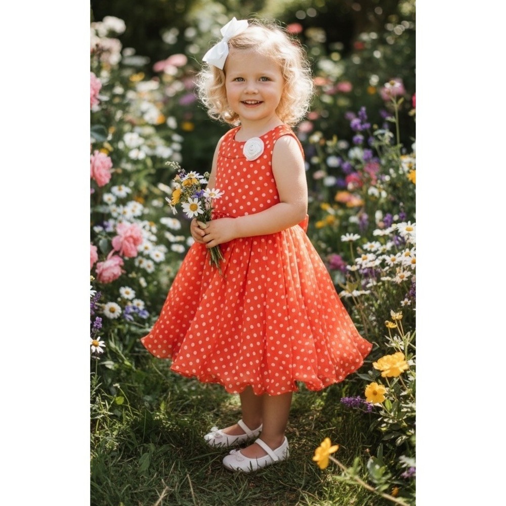 Jessica Ann Dress 3T Polka Dot Peach White Diaper Cover Lined 3 Toddler